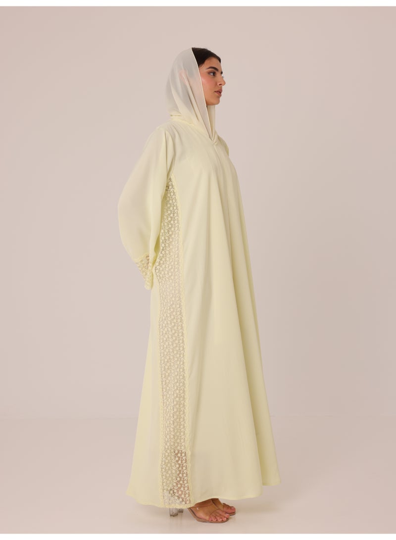 IKKXA Sunrise Lace Abaya ABY1228 Yellow - Image 3